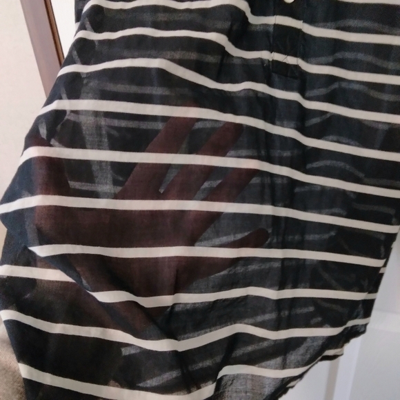 J. Crew Factory Black & Grey Stripe Long Sleeve Lightweight Cotton Tunic M - Picture 6 of 9